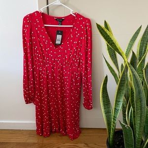 NEW w TAGS red long sleeve dress